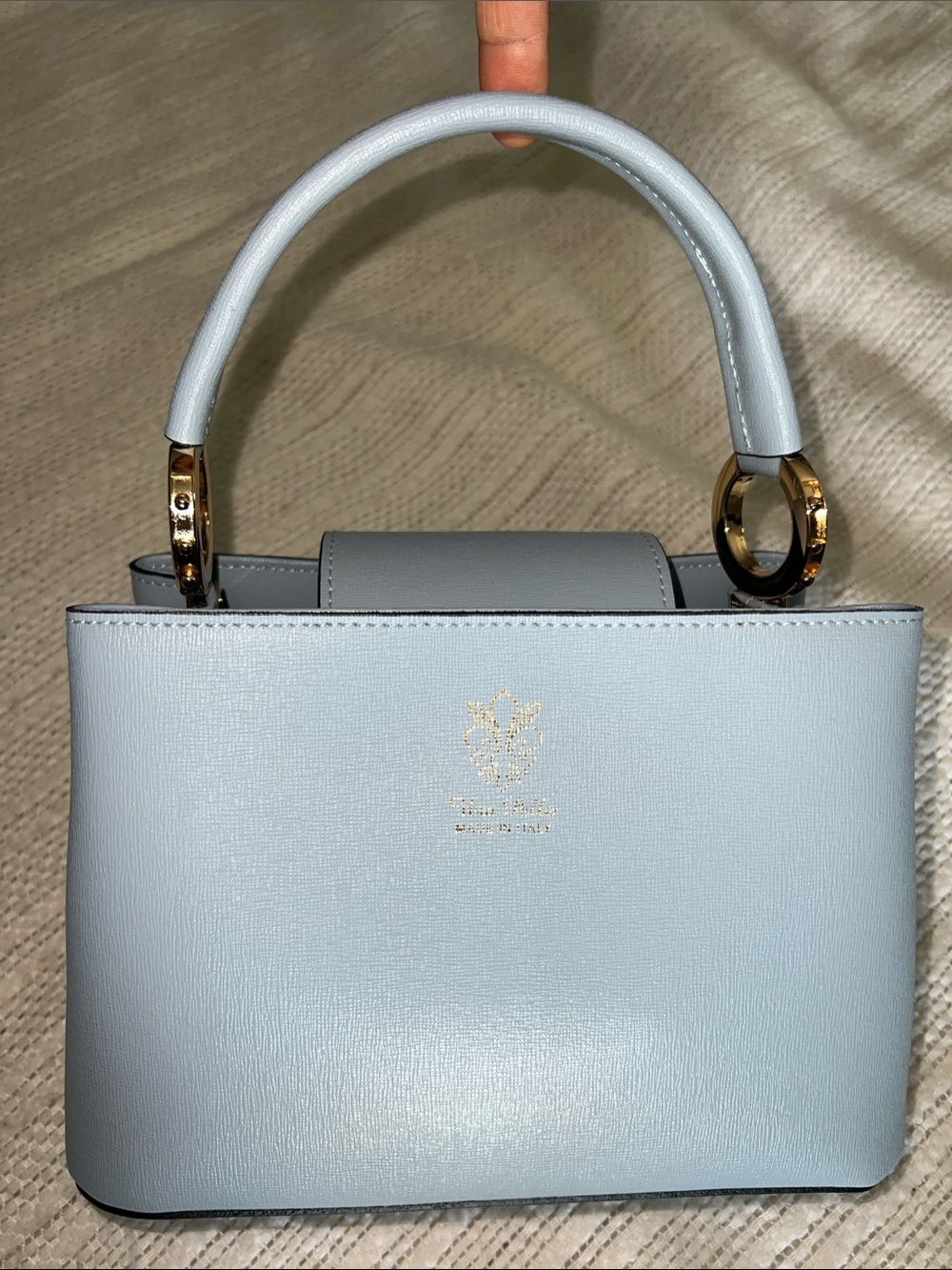 Light Blue Structured Top-Handle Bag